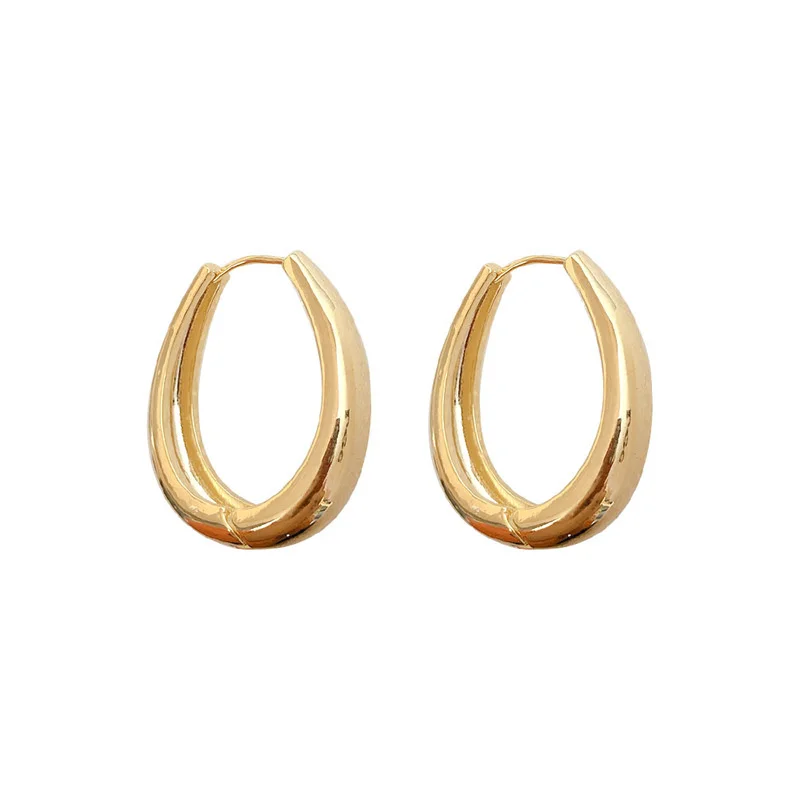 

Temperament metal Earrings geometric Oval Earrings 2021 net red new fashion ear buckle personalized earrings for women