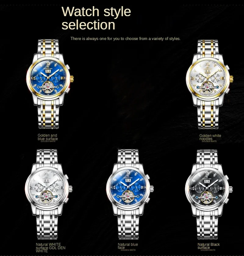 

Мужские часы с турбийоном, светящиеся водонепроницаемые многофункциональные автоматические механические часы, антивибрационные и антима...