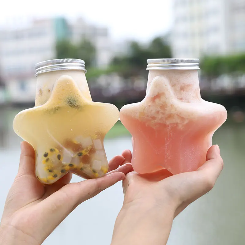 

10pcs Creative bottles 300ml 400ml 500ml PET plastic bubble coffee milk tea juice yogurt milkshake packaging cups with lids