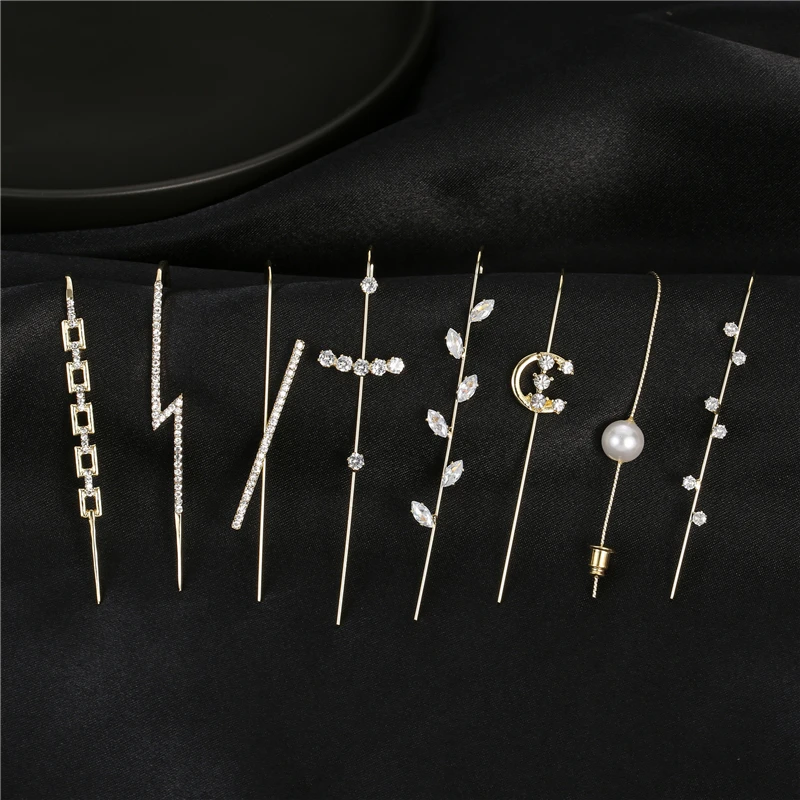 

2020 Bohemian Wedding Ear Wrap Crawler Hook Earring Crystal Stud Earrings For Woman Lightning Zirconia Climber Earrings Jewelry
