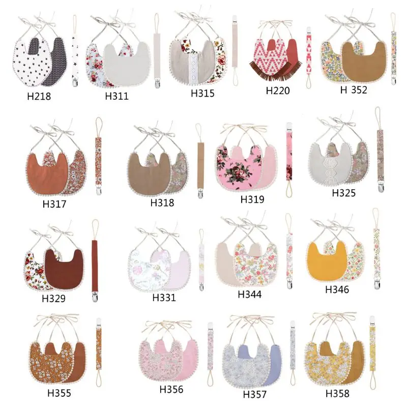 Детский нагрудник из хлопка и льна с зажимом для соски слюнявчик полотенце