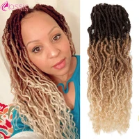 classic plus 20 inch soft faux locs curly crochet braids synthetic hair extensions ombre blond kinky curly afro hair for women