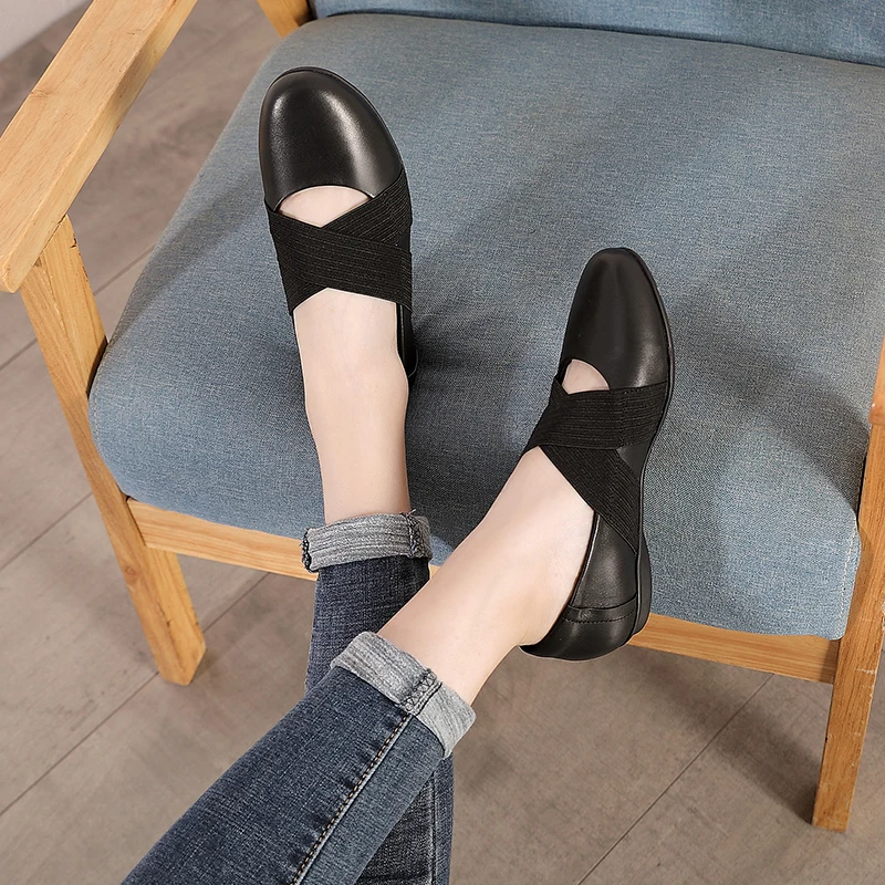 Женские мокасины из натуральной кожи VALLU мягкие удобные балетки на плоской