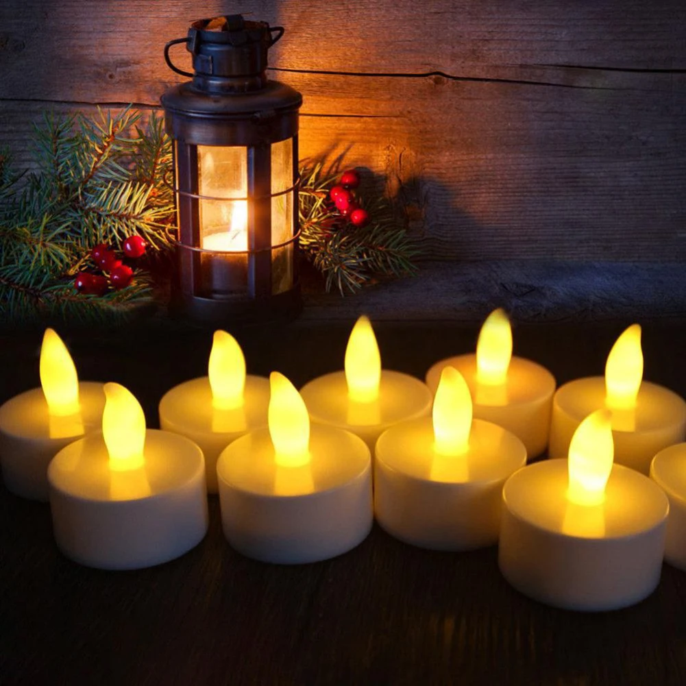 

12 шт. беспламенные светодиодные свечи для чайной свечи на батарейках, теплый белый беспламенный столбик, Свеча для вечеринки, романтические...