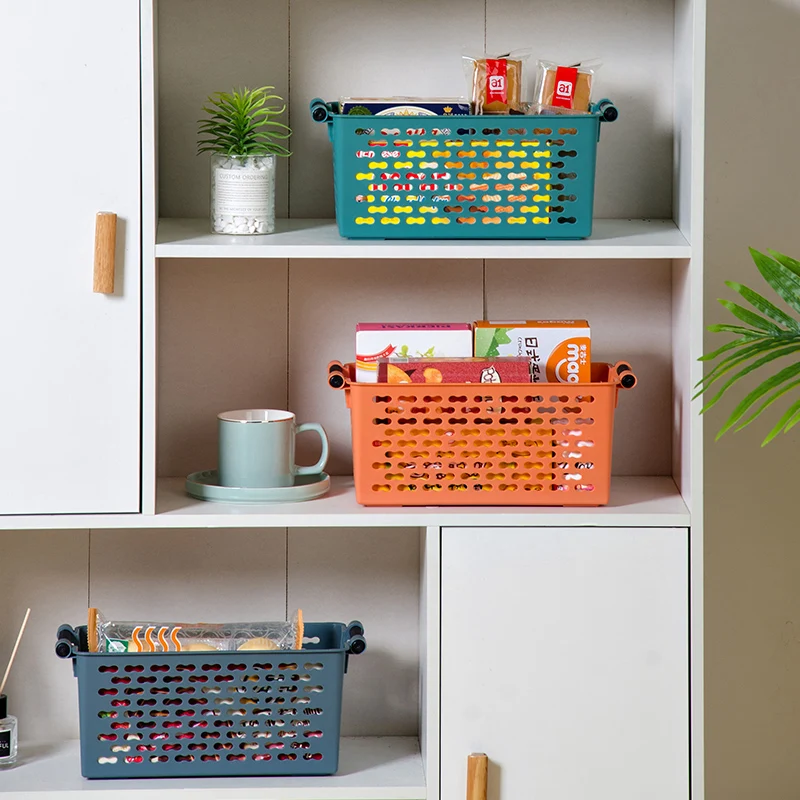 

Kitchen Cabinet Organizer Seasoning Bottles Storage Basket Plastic Fruit Basket panier rangement Snacks Holder Toy Sundries Box