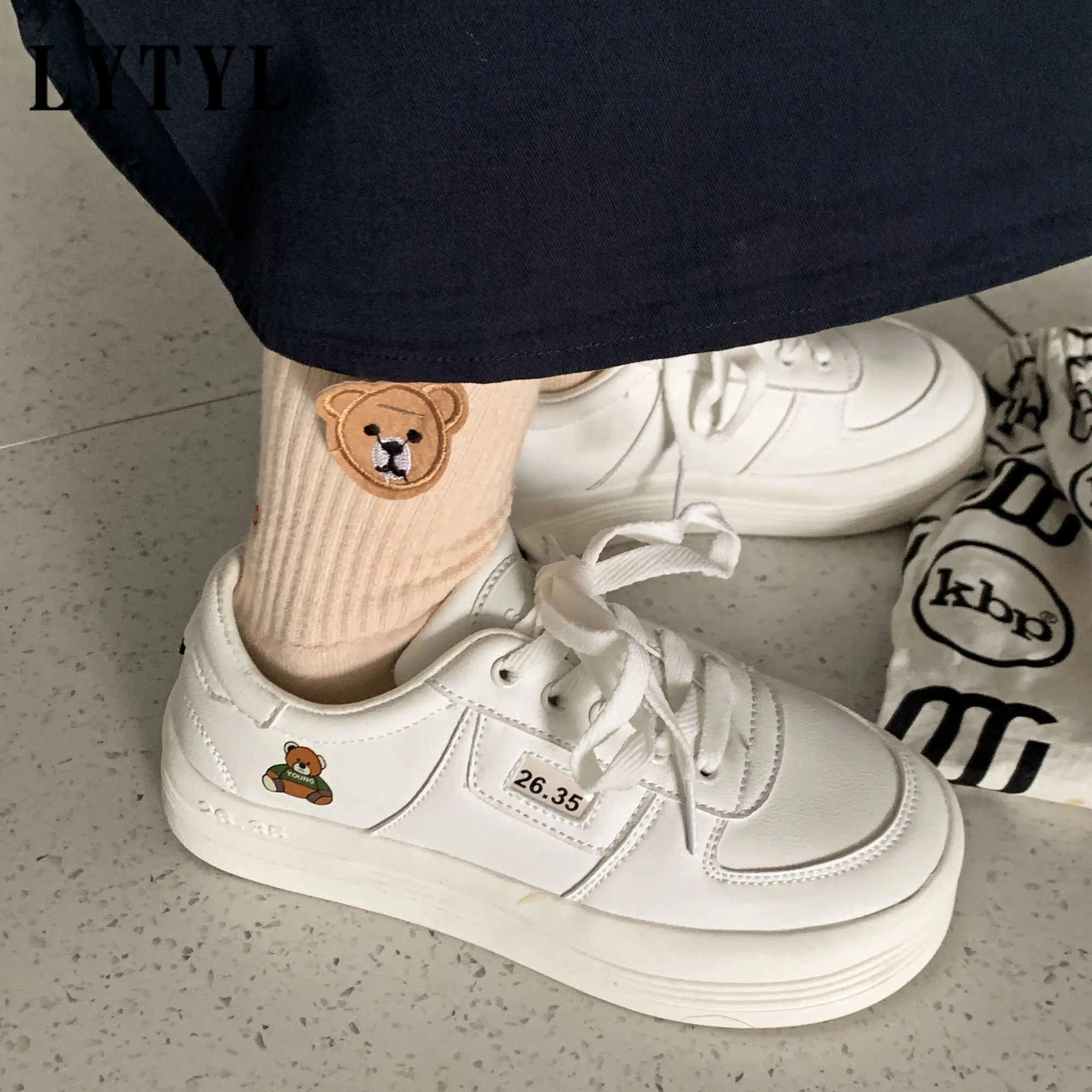 

Women's Sports Shoes Platform White Little Bear Summer 2021 Female Fashion Casual Tennis Vulcanize Footwear B20-826