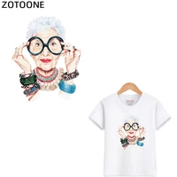 zotoone fashion grandma pvc patch deal with clothes heat transfer printing t shirt women iron on patches for clothing stickers h