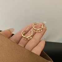 trendy hollow chain hoop earrings for women gothic geometric gold earrings punk statement circle earring brincos jewelry