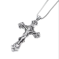3pcs traditional large crucifix pendant religious cross medallion necklace n1656 24inches zinc alloy