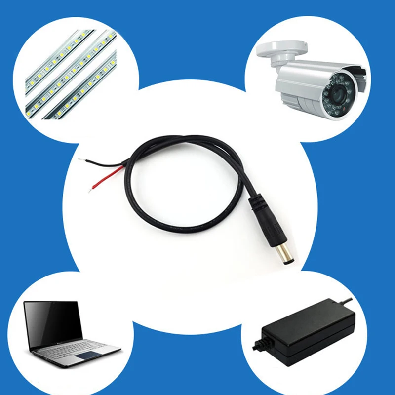 

1M DC Power 5.5mm x 2.1mm Male Plug Connector Extension Cord Cable