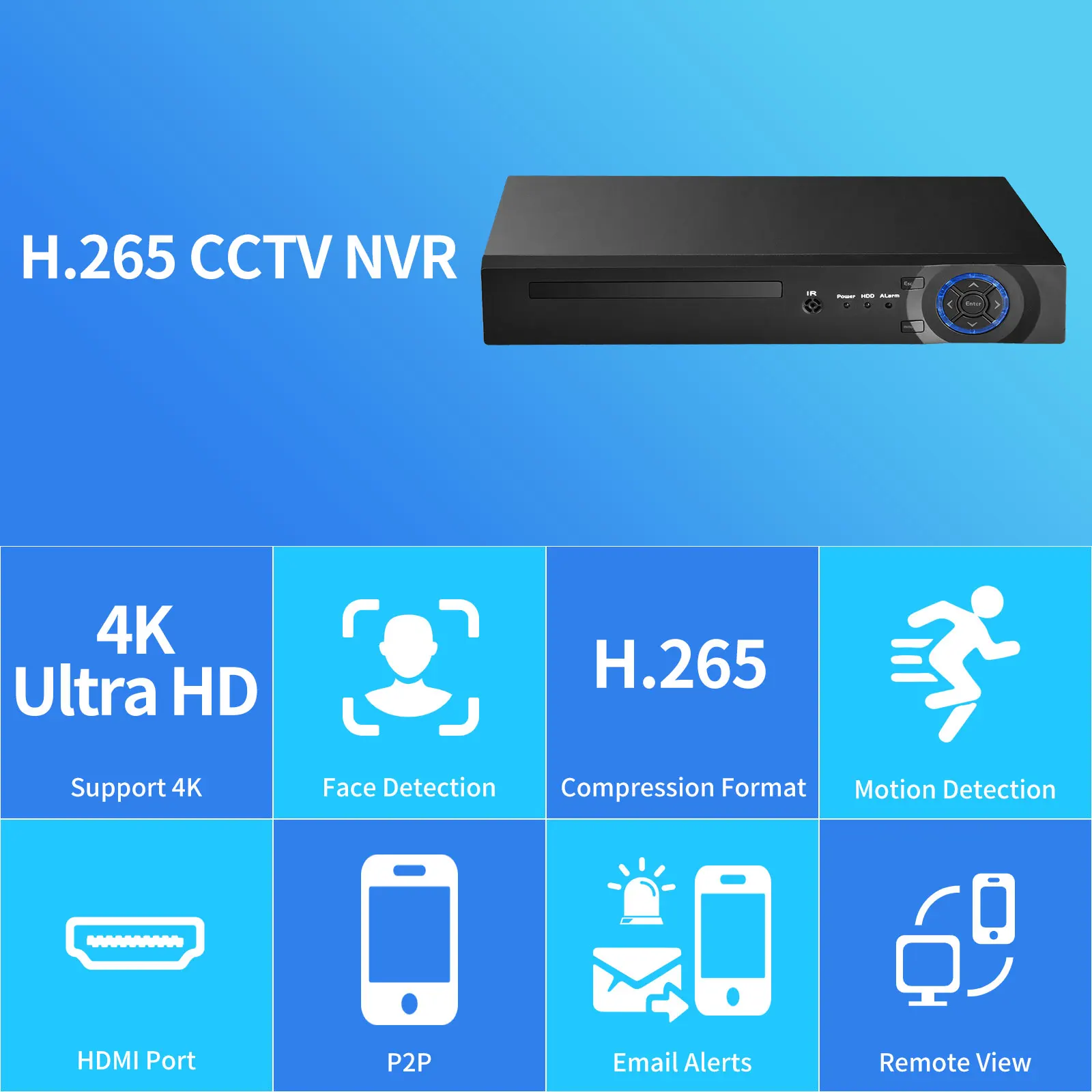 Видеорегистратор Gadinan 8MP H.265 + Max 4K NVR 9 каналов 16 32 канала для систем IP-камер с
