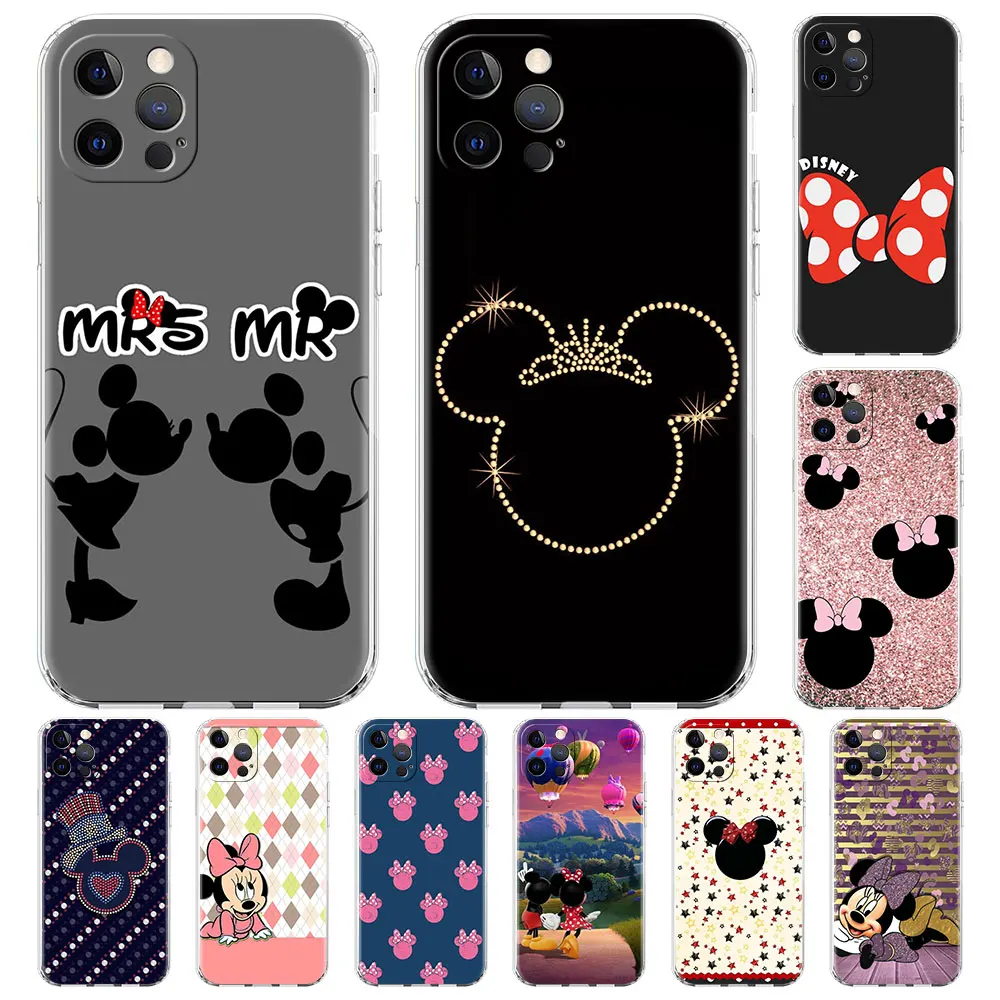 

Прозрачный мягкий чехол из ТПУ с Минни Маус для Apple iPhone 11 13 12 Pro Max 7 8, прозрачный тонкий силиконовый чехол с рисунком