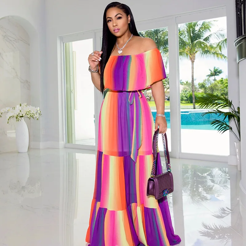 Африканские платья для женщин 32020 Дашики халат Летнее Длинное платье с открытыми