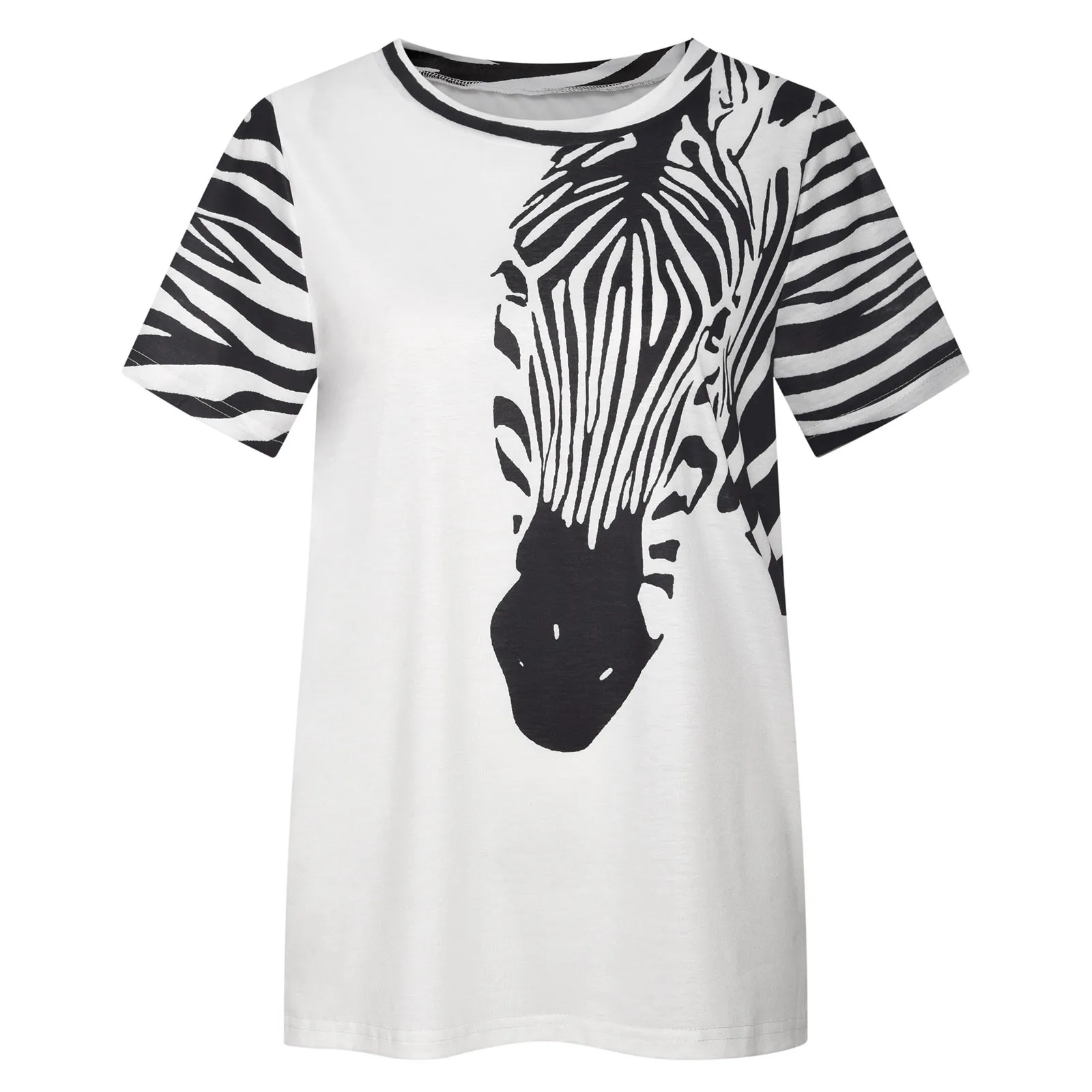 

Women's Summer Printing Short Sleeve Strappy Cold Shoulder T-shirt Top Shirt Camiseta De Mujer Chemisier Femme