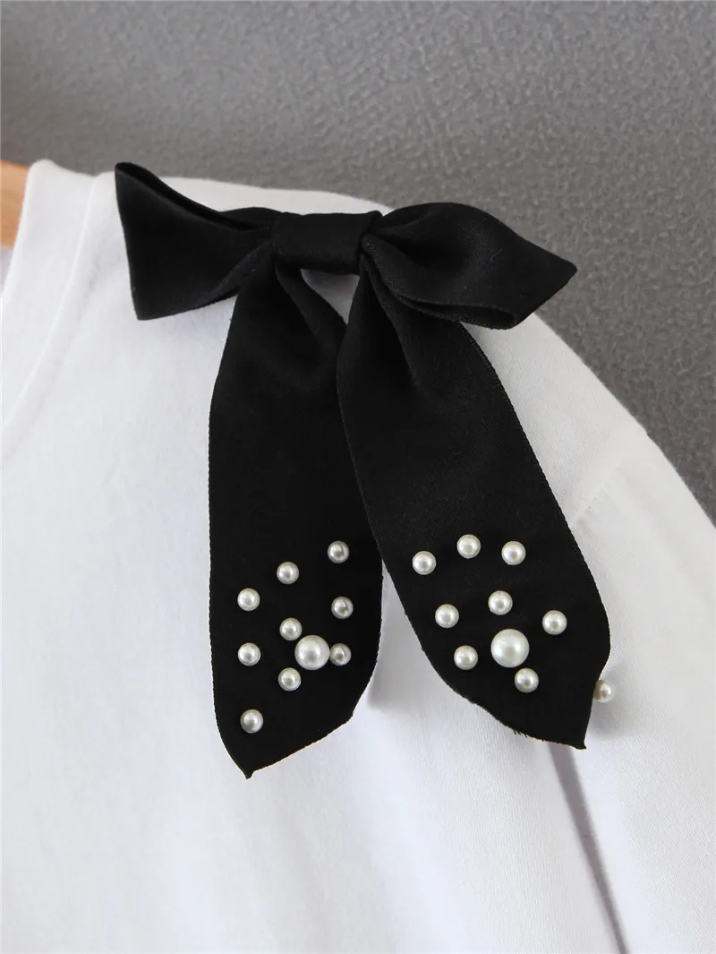 

HSA 2020 Summer Loose Women Bow Beaded T-Shirt Casual O-neck Short Sleeve Top Tees harajuku T-shirt Women T-shirt Female Tops