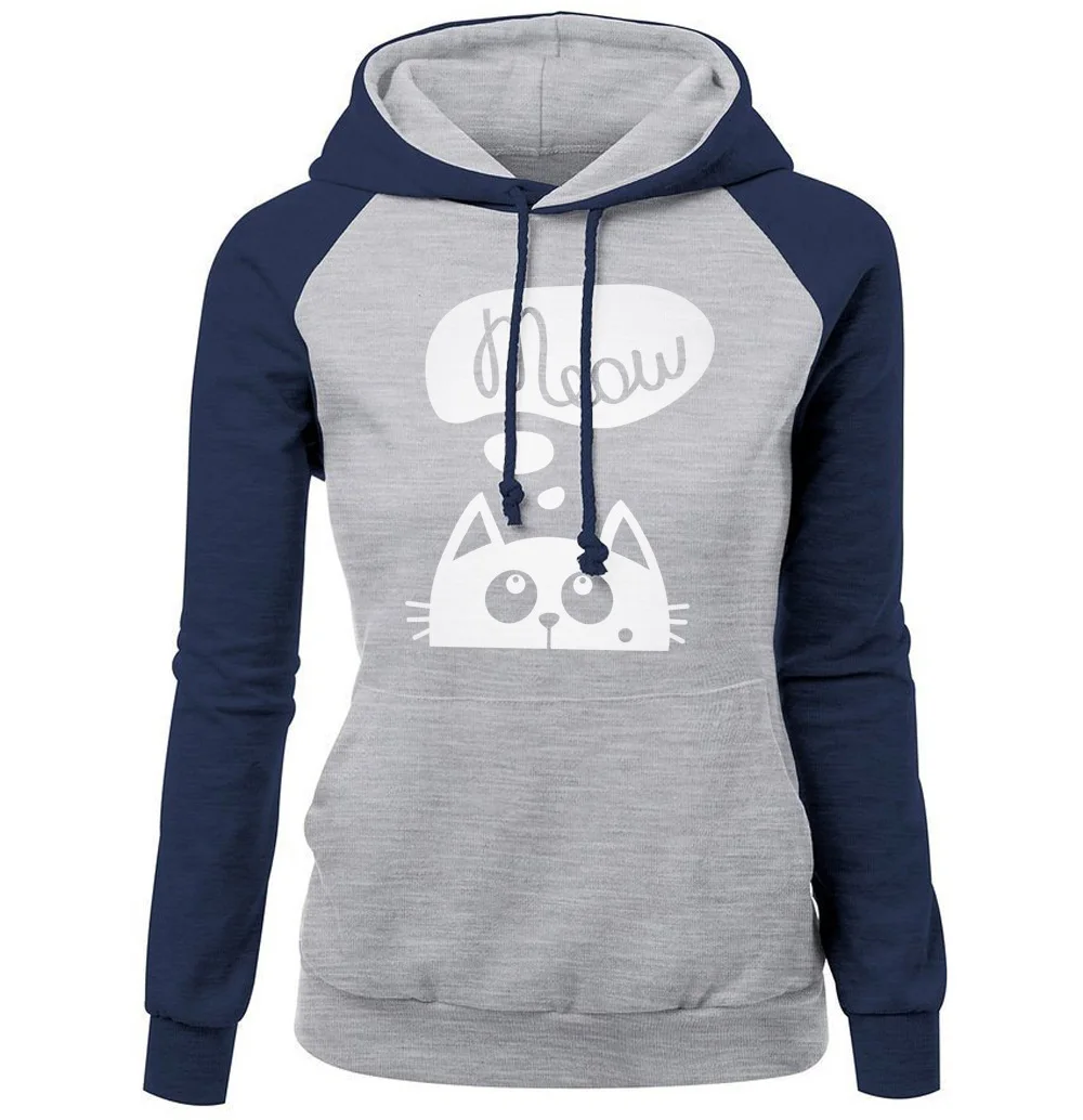 

trend woman casual cartoon cat hooded sweatshirt spring 2020 long sleeve pullover hooded female color block hoodies