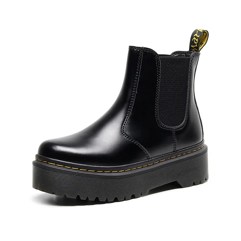 

Новые ботинки Martin на толстой подошве, женские кожаные ботинки челси 2976, модные короткие ботинки с увеличенными манжетами в британском стиле...