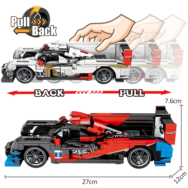 Автомобиль-гоночный City Pull Back в масштабе 1:18 с конструкторами MOC Building Blocks Technic DC Super Vehicle Creator Model Bricks образовательная игрушка для детей.