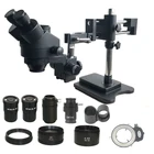 7X-45X двойной стрелы зум Simul фокусное тринокулярное стерео микроскоп 0.5X 2.0X объектив 144 светодиодные фонари ремонт телефона PCB инструменты