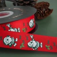 25mm 50yards christmas ribbon santa claus gloves for bow pin hair accessory flower gift box wrapping crafts packing diy