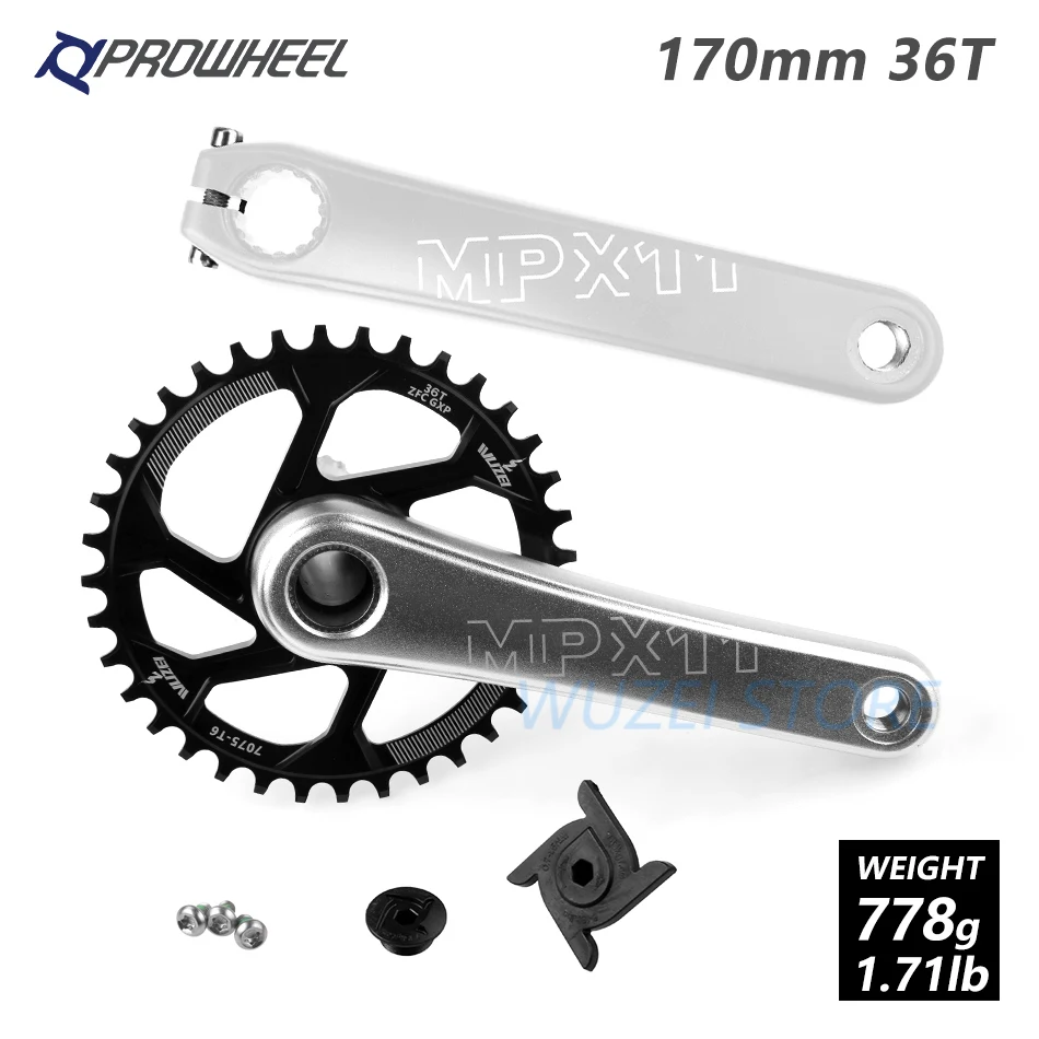 170mm Silver 36T PROWHEEL MPX11 шатун для горного велосипеда 170 мм кривошипная Звездочка алюминиевый сплав mtb части велосипеда для SRAM GXP XX1 X9 XO X01 - Цвет: 170mm Silver 36T