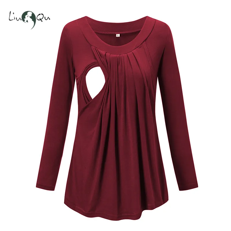 Женская одежда блузки для беременных и кормящих матерей рубашки плиссированные