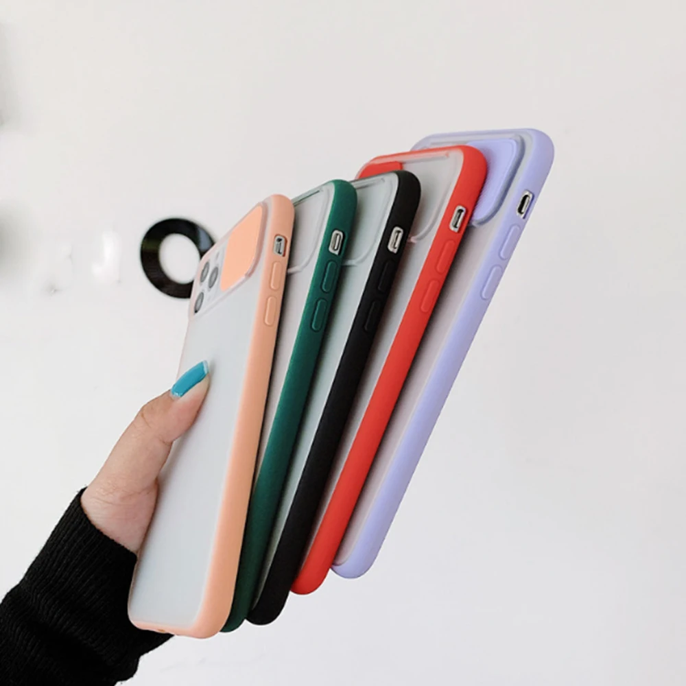 

Phone Case For Iphone 11 Pro Max Xr Xs Max 6s 7 8 Plus X Slide Cover Lens Push Pull Soft Tpu Transparent Back Cellphone Shell