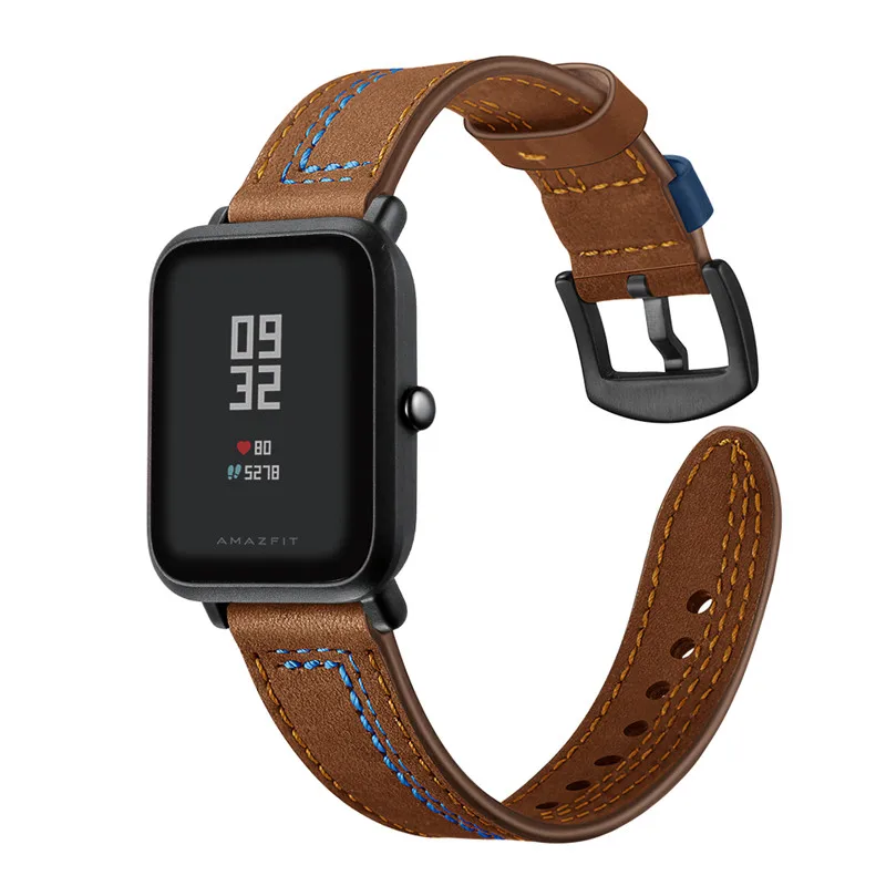 20 мм ремни для xiaomi huami Amazfit bip/lite/amazfit GTS Смарт часы браслет из натуральной кожи с металлической пряжкой браслет
