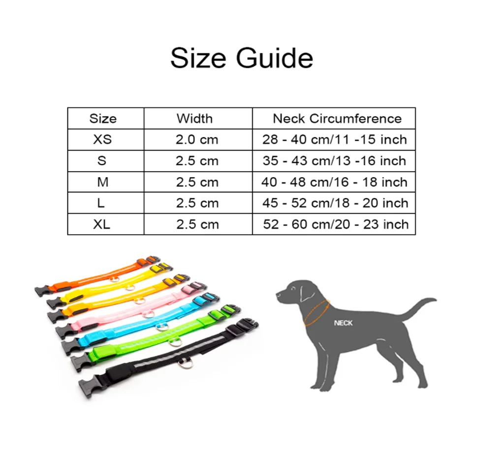 

USB Charging Led Dog Collar Anti-Lost/Avoid Car Accident Collar For Dogs Puppies Dog Collars Leads LED Supplies Pet Products