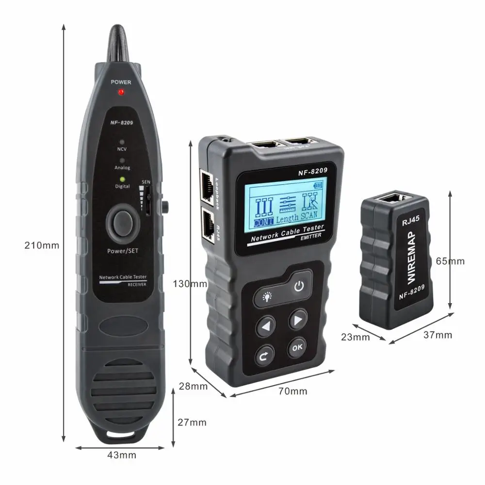 NOYAFA NF-8209 ЖК-дисплей Дисплей измерения Длина Lan кабель POE провода проверки Cat5 Cat6