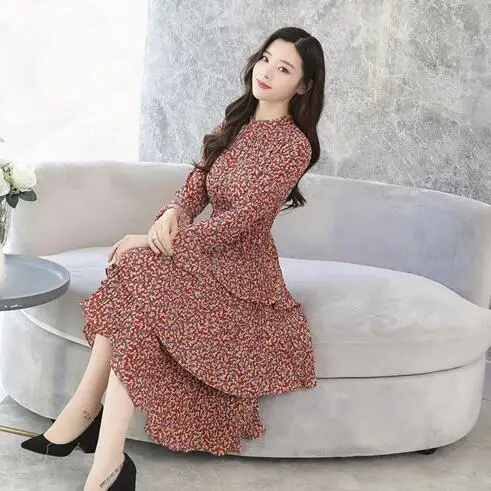 2020 Шифоновые Платья с цветочным принтом женские облегающие длинные платья