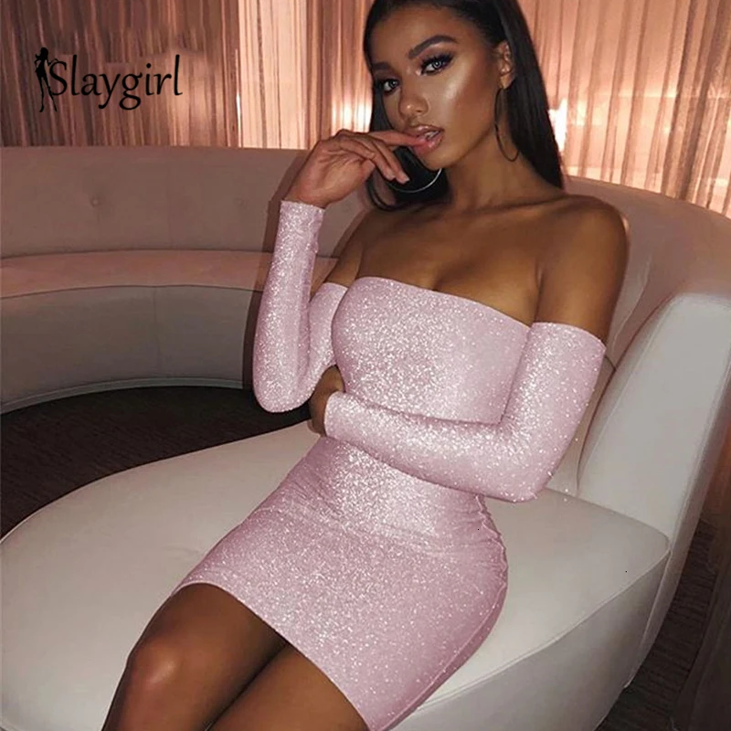 Slaygirl, облегающее мини платье, Осень-зима, сексуальное платье для женщин, элегантное, длинное, с вырезом лодочкой, с рукавом, Клубные, вечерние, модное, женское
