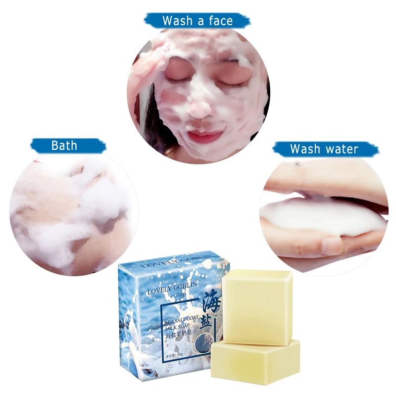 

Sea Salt Soap Oil Control Remover Makeup Moisturize Face Wash Goat Milk Soap Deep Cleansing Pores Blackheads Soft Skin Soap 65g