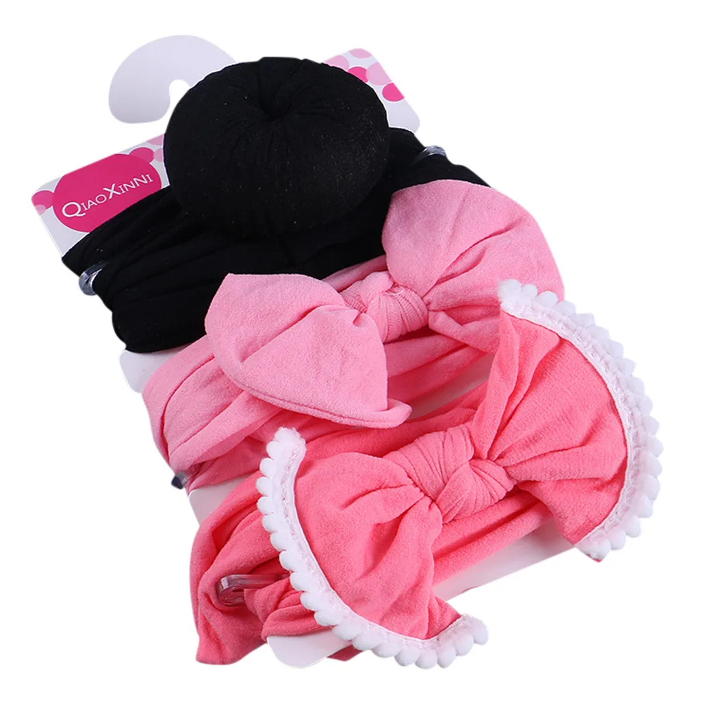 

3Pcs Kids Lovely Baby Floral Headband Girls Baby Elastic Bowknot Accessories Hairband Set Circle Bow Tie Children's Hairwear
