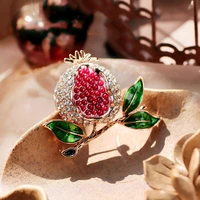 farlena jewelry cute enamel red pomegranate scarf pins for women banquet weddings accessories fashion rhinestones brooch