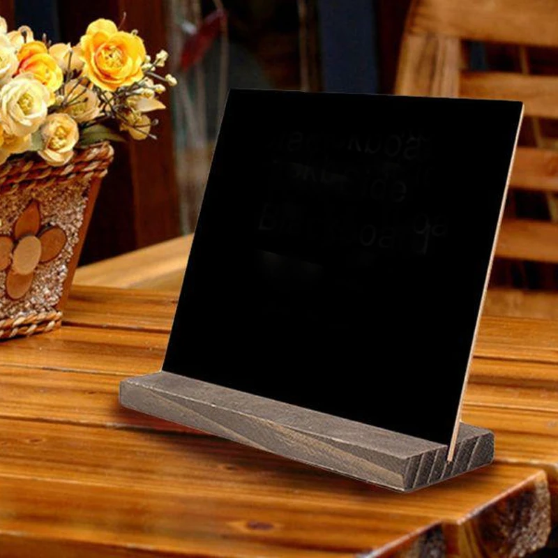 

New mini wooden small blackboard ornaments fashion vertical double-sided message simple and cute desktop display card J9C1772