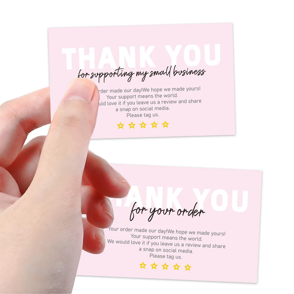 

30Pcs/Pack Pink Thank You For Supporting My Small Business Appreciate Cards Greeting Postcard For Online Retail Shopping