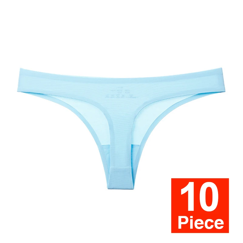 B 10pcs 10 шт., сексуальные шелковые трусики-стринги, трусы для женщин, бесшовные стринги с низкой талией, хлопковые трусы с леопардовым принтом, нижнее белье для женщин# D - Цвет: B 10pcs