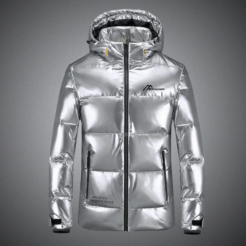 

-30 Degree Winter Men's Jacket White Duck Down Parks Windbreaker Waterproof Hooded Snow Male Jackets Shiny Parkas Dropshipping