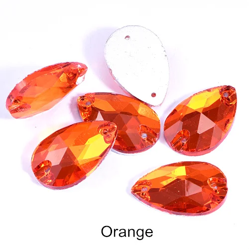 Orange 6 размеров стеклянная Каплевидная форма пришить на Стразы Красочные пришивные камни с плоским основанием одежда для одежды Ювелирные изделия для одежды B1286 - Цвет: Orange