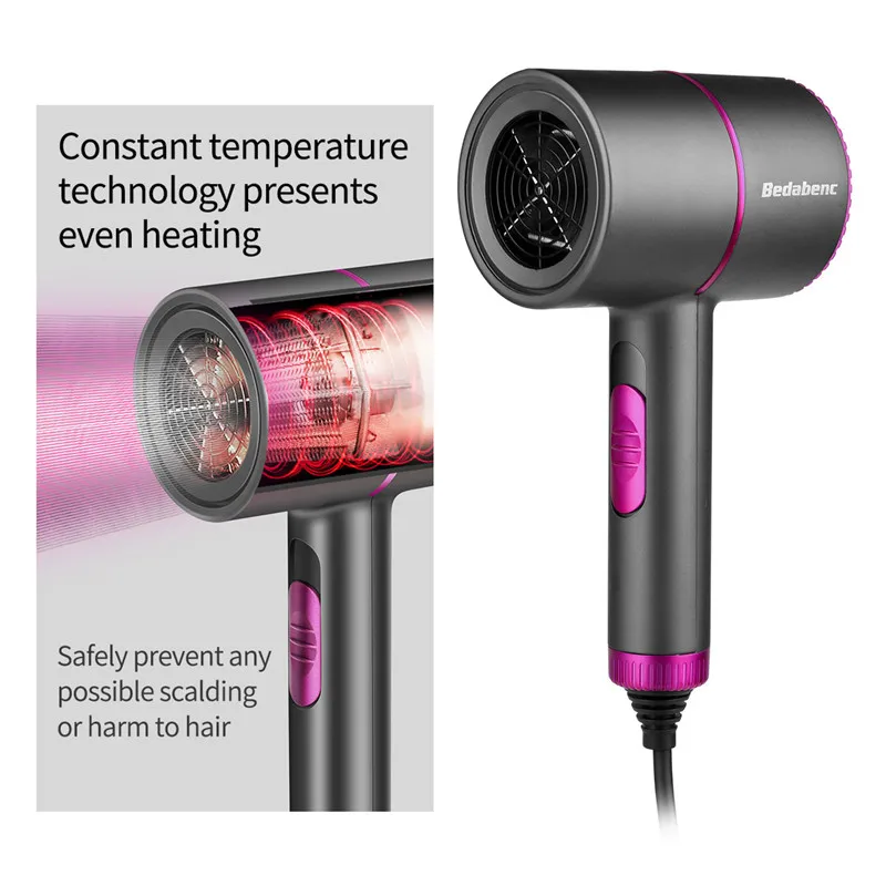Hair Dryer Professional 2000W Salon Hot Cold Wind Blue Light Negative Ionic Blower Dry Electric Hairdryer | Бытовая техника