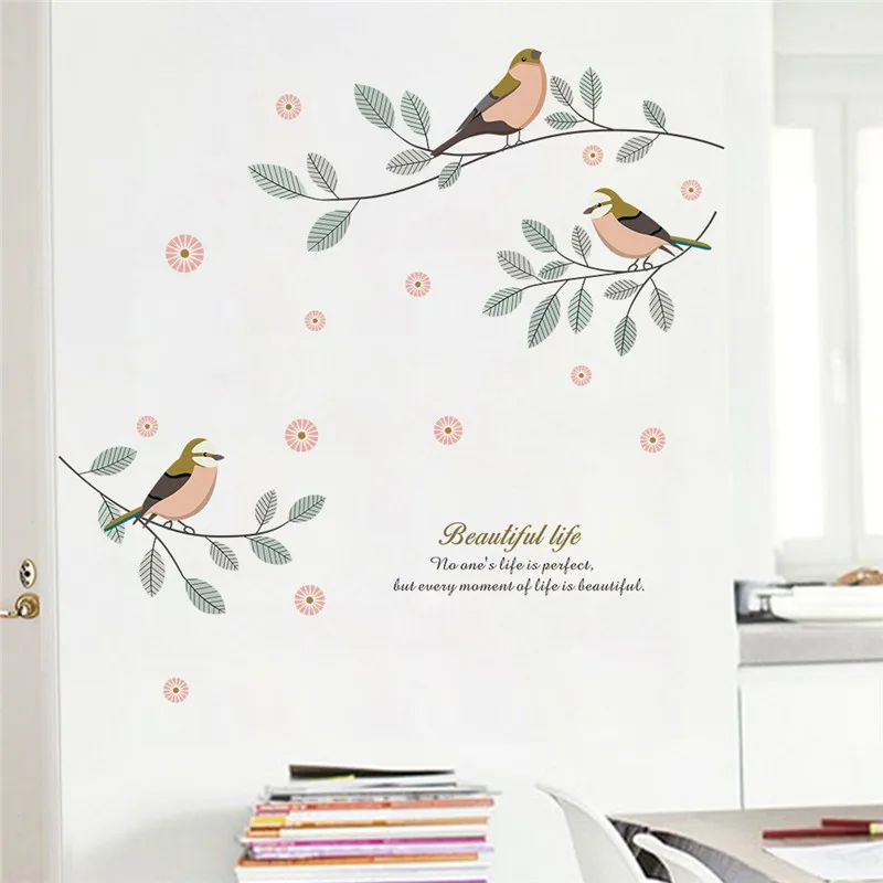 

Cartoon Birds Tree Branch Wall Decals living room bedroom home decor pvc wall Sticker diy mural art decorative posters
