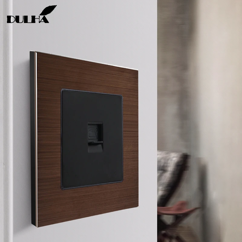 Brushed Aluminum Satin Metal Panel Telephone Wall Socket UK US EU Standard Wiring Phone Electric Tel RJ11 Port Jack Plug Outlet |