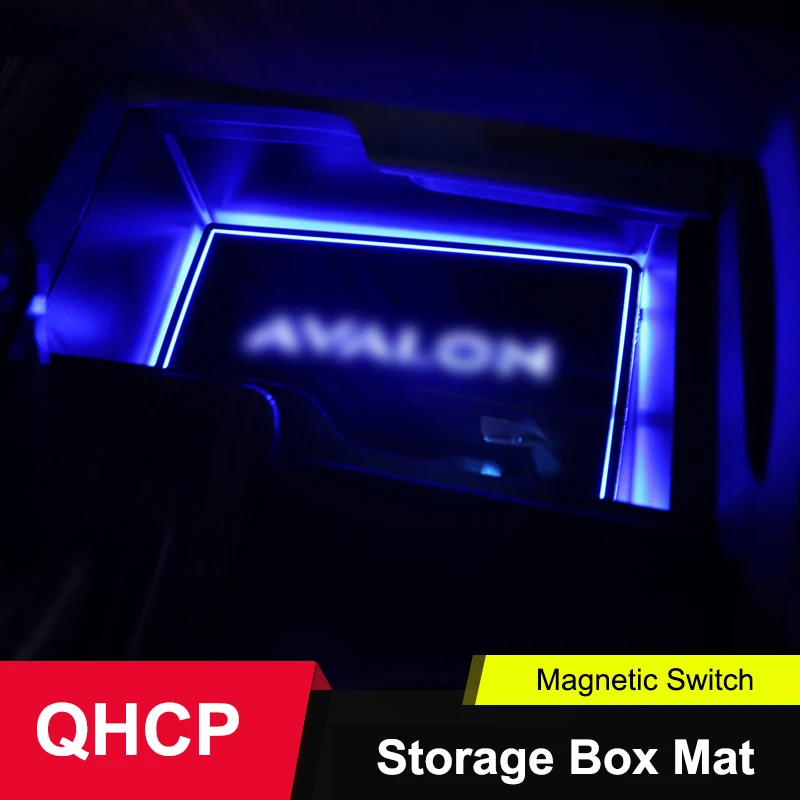 Precio QHCP-caja De Almacenamiento LED, Almohadilla De Lámpara Ambiental, Soporte Para Vasos, Esteras, Luz Azul, Acrílico, Accesorios Decorativos Para Toyota Avalon 2019