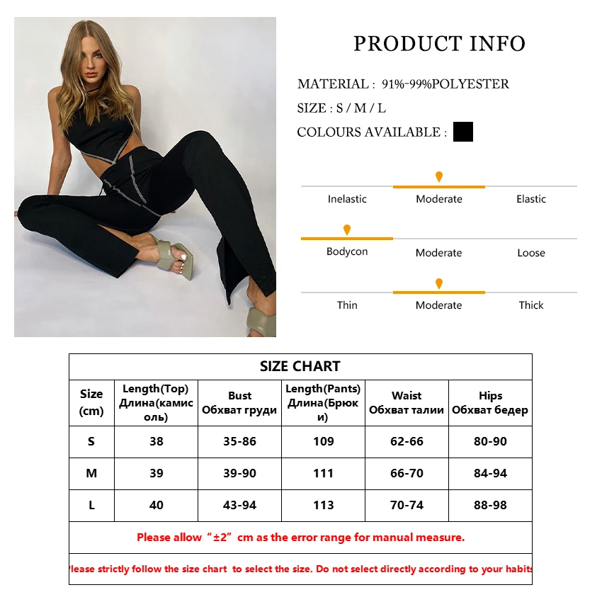 

Clacive Sexy Black Y2k Tacksuit Women Summer Halter Crop Tank Top Ladies High Waist Pants Set Female Casual Slim Two Piece Set