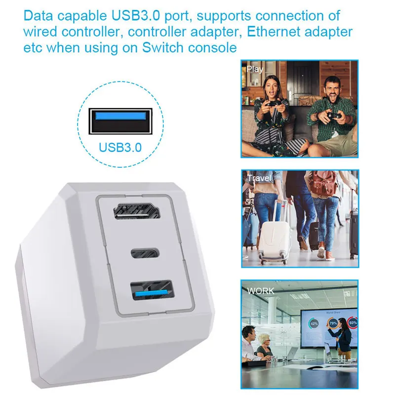 Портативный адаптер зарядного устройства дорожный светодиодный конвертер USB3.0