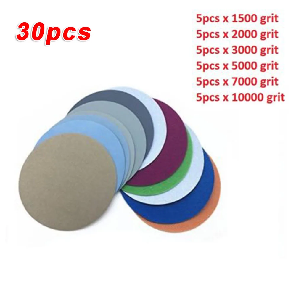 

30pcs/Set 50mm 2'' Sandpaper Polishing Grinding Sanding Disc Sanding Paper Abrasive Tool 1500/2000/3000/5000/7000/10000 Grit