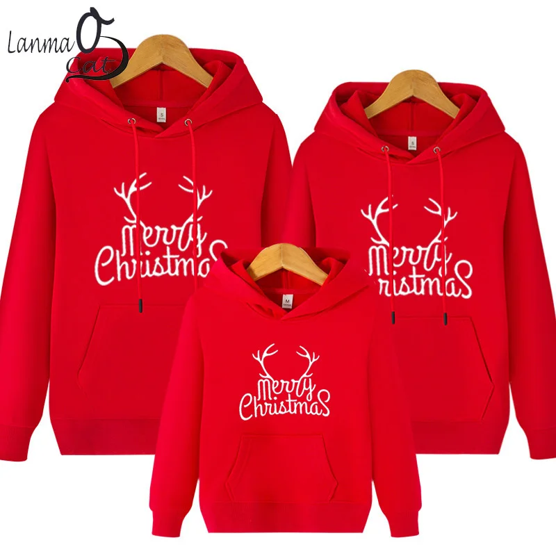 

Семейная одежда, комплект для матери, отца, дочери, Рождественский свитшот для всей семьи, Рождественский комплект с капюшоном и длинным рук...