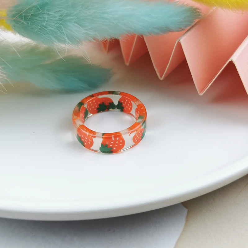 10 шт. корейские Модные прозрачные акриловые кольца ApeUr из смолы в виде свежих