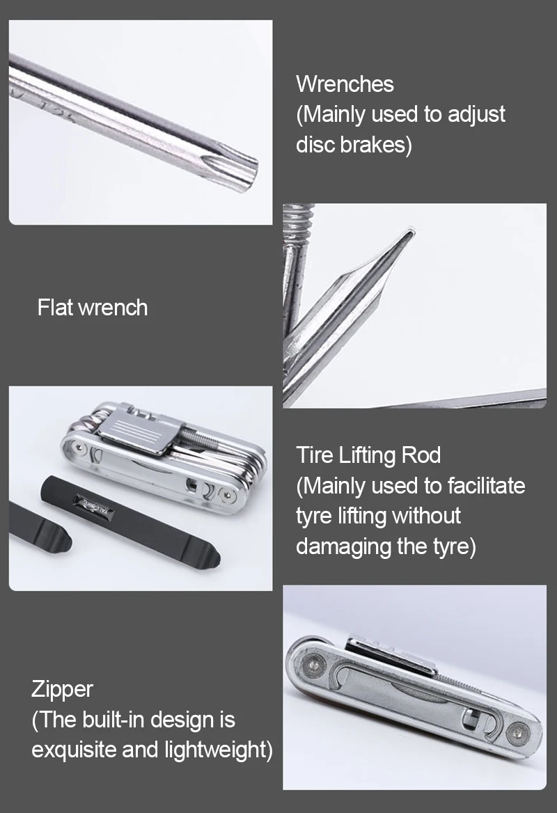 

High-strength Steel 13 In 1 Portable Silver White Multifunctional Folding Tool For Bicycle Repair Tools, MTB Road Bike, Outdoor